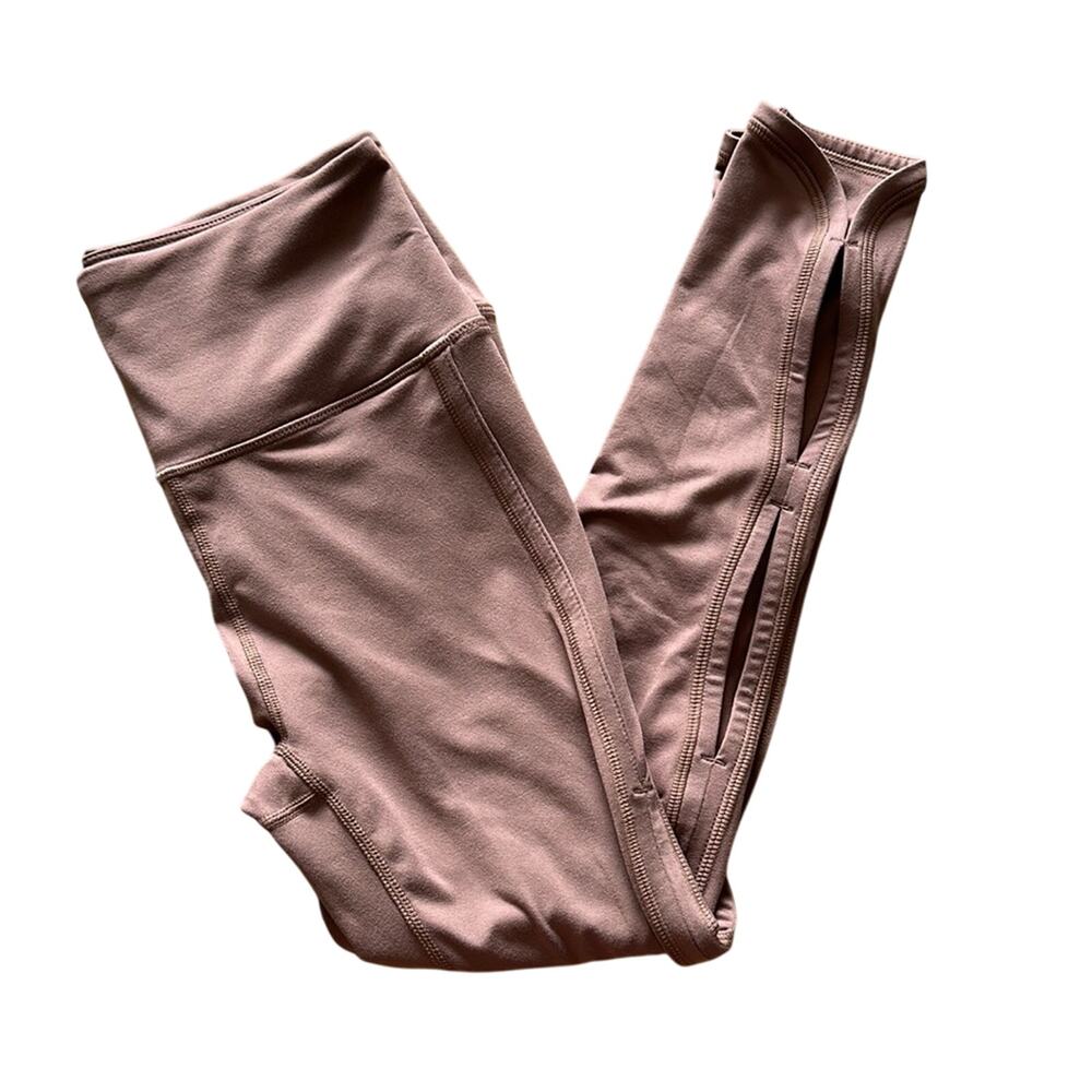 Free People FP Movement Beige Tan Capri Leggings Hole Detail K5